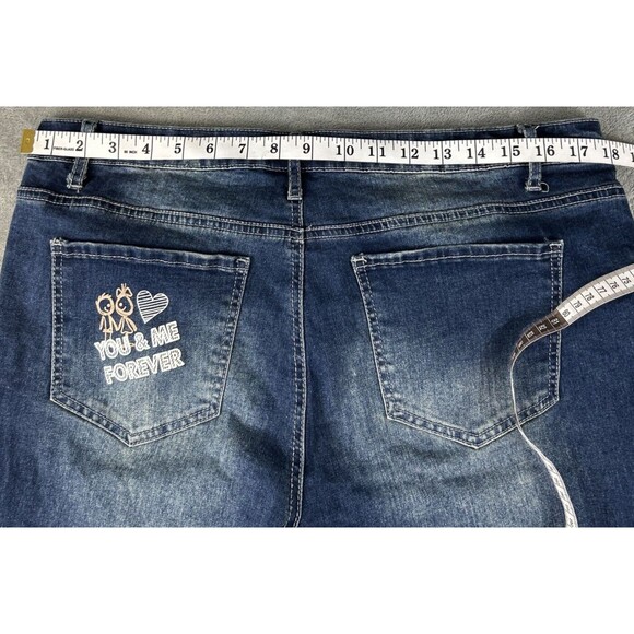 Elite Premium Denim 15 / 16 Cut Offs Jeans Grunge Y2K Art Distress Graphic - Picture 12 of 15